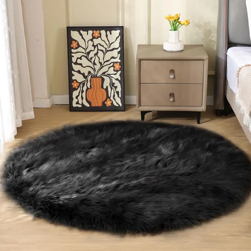 Miniatura 42 de ORINOVA Alfombras de pelo sintético lavable de color gris plateado claro para dormitorio, alfombra de felpa para sala de estar, alfombra