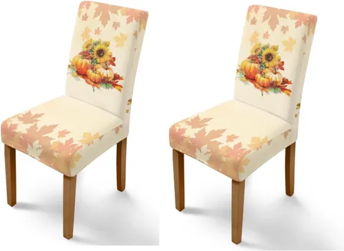 Miniatura 47 de Rnyleeg Thanksgiving Chair Covers for Living Room No Arms Turkey Pumpkin Stretch Dining Chair Covers Set of 6 Soft Washable Kitchen Chair Protector
