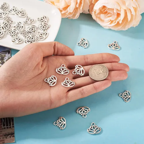 Miniatura 5 de Craftdady Colgantes de aleación de plata antigua estilo tibetano, bonitos dijes colgantes de metal, colgantes de animales vintage, dijes colgantes