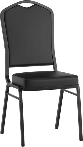 Miniatura 12 de Flash Furniture HERCULES Series - Silla apilable para banquetes con respaldo de corona en tela negra con estampado, marco de vena plateada Tela