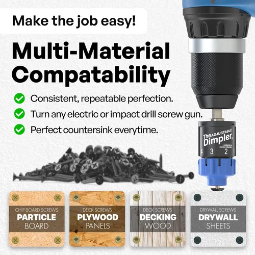 Miniatura 5 de Ajustable DIMPLER® - Broca para paneles de yeso y accesorio para pistola de tornillos, convierte el taladro en una pistola de tornillos para paneles