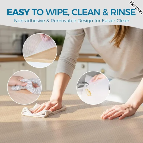 Miniatura 6 de Hersvin Revestimientos para estantes, alfombrillas para cajones de cocina de 20 pulgadas x 20 pies, protector de armario de EVA no adhesivo, forro