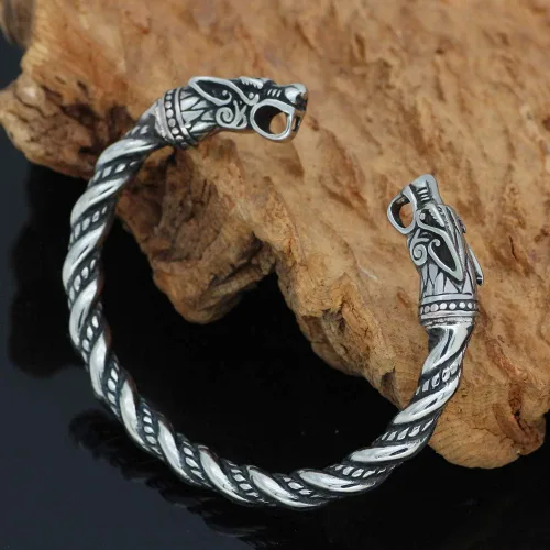 Miniatura 2 de GuoShuang Nordic Viking Norse Dragon Scandinavian Bracelet Men Wristband Cuff Bracelets with Valknut Gift Bag