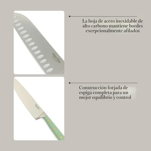 Miniatura 5 de Martha Stewart Juego de 16 cuchillos de cocina Lockton de acero inoxidable de alto carbono con mango forjado triple remachado de ABS, bloque