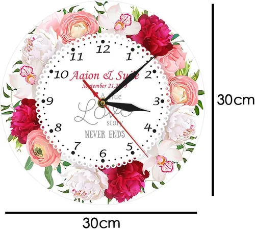 Miniatura 2 de The Geeky Days A True Love Story Never Ends Nombre personalizado Fecha de matrimonio Reloj de pared de cuarzo silencioso moderno Reloj de pared