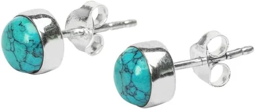 Miniatura 4 de Gemstone Stud Post Earrings, 925 Sterling Silver Gemstone Earring 6 MM Round Girl Women Gift