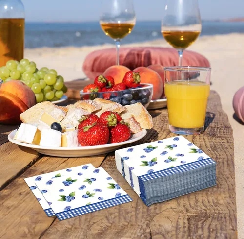 Miniatura 5 de Gift Boutique Servilletas de cóctel de arándanos, 100 servilletas de papel de frutas y bayas para baby shower, verano, picnic, brunch, decoración