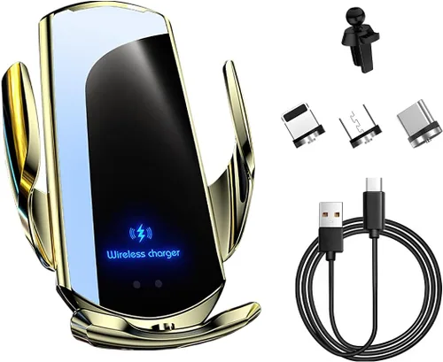 Miniatura 9 de Cargador inalámbrico para automóvil, montaje de ventilación de aire de carga rápida de 15 W, soporte de teléfono de sujeción automática, cargador