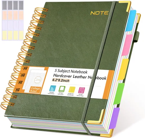 Miniatura 8 de Cuadernos en espiral de 8.5 x 11 pulgadas para trabajar con pestañas divisorias extraíbles, 300 páginas, cuaderno de 5 materias con rayas