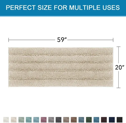 Miniatura 436 de H.VERSAILTEX Alfombras de baño para cuarto de baño, antideslizantes, tapetes de baño extragruesos, de felpilla, a rayas, alfombra de 20" x 32
