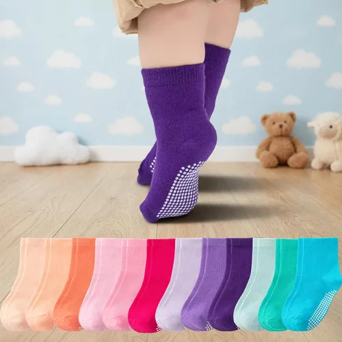 Miniatura 12 de Calcetines de tobillo antideslizantes para bebé, paquete de 12 para niños y niñas, calcetines de algodón lindos para bebés