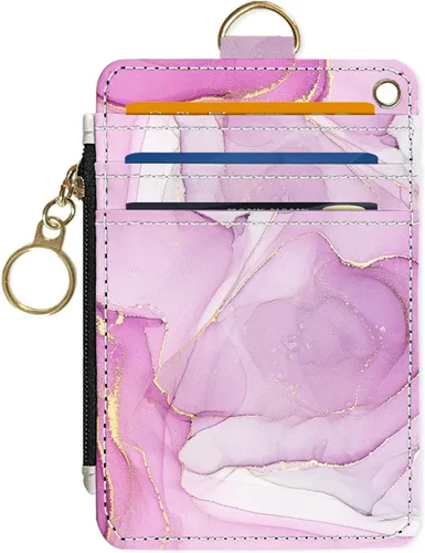 Miniatura 10 de Portafolios delgado Portafolios para tarjetas de crédito, Portafolios RFID para mujer Linda pequeña cartera de bolsillo frontal con cremallera