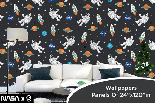 Miniatura 5 de EGD Papel tapiz de astronautas y planetas, papel tapiz de la NASA, decoración de habitación de niños, papel tapiz para diseño de interiores