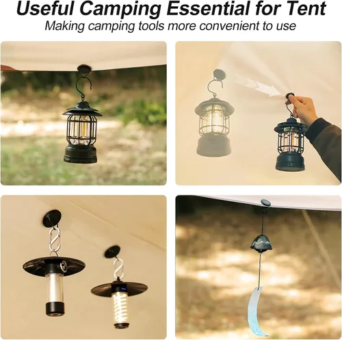 Miniatura 4 de Ganchos magnéticos fuertes para camping, accesorios de tienda de campaña, 2 ganchos magnéticos con 2 ganchos en S para tienda de campaña, colgador
