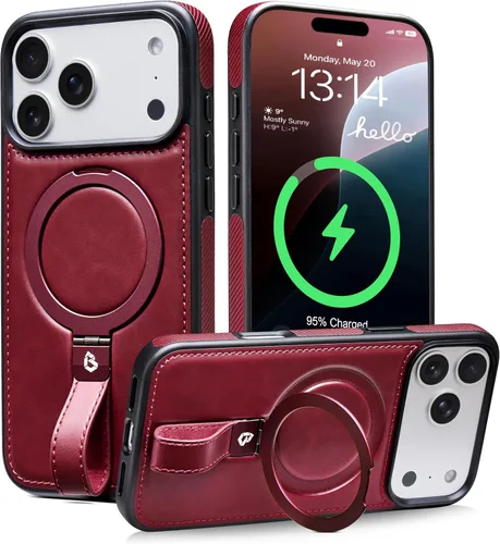 Miniatura 31 de Butaiga - Funda para iPhone 12 Pro Max con correa de cuero, soporte de anillo, color negro Finger Loop, Relieve Smartphone Pinky Strain