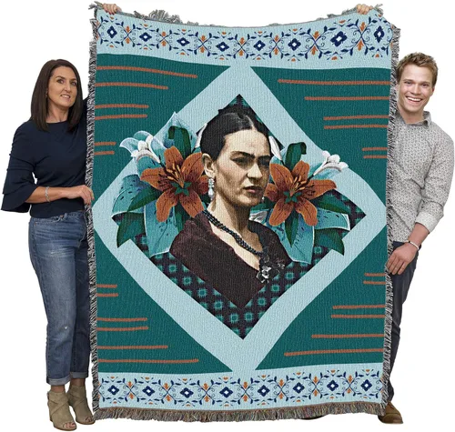 Miniatura 14 de Pure Country Weavers Frida Kahlo - Manta de mujer hermosa – Tapiz de regalo tejido de algodón – Fabricado en los Estados Unidos (72 x 54 pulgadas)