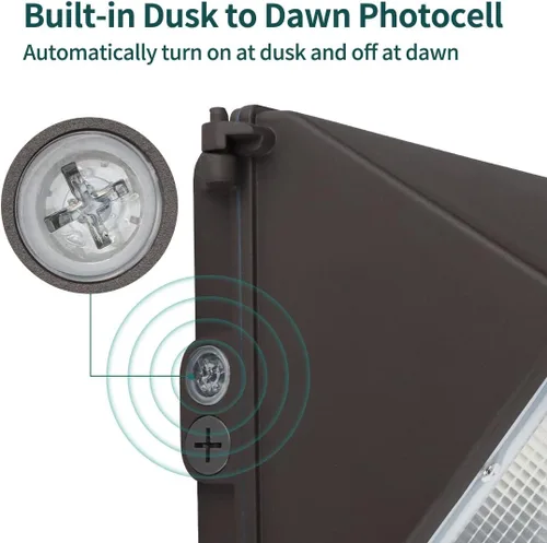 Miniatura 2 de Kadision Paquete de pared LED de 100 W con fotocélula del atardecer al amanecer, 13000 lm (equivalente a 350 W MH) 5000 K 100-277 V, paquete