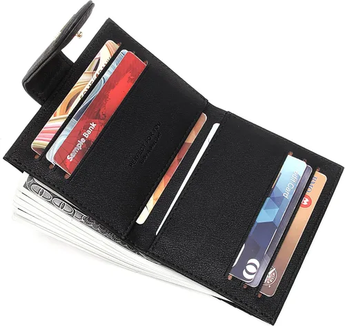 Miniatura 2 de Badiya Billeteras pequeñas para mujer billetera plegable multitarjetero delgado con cremallera Negro - Minimalista