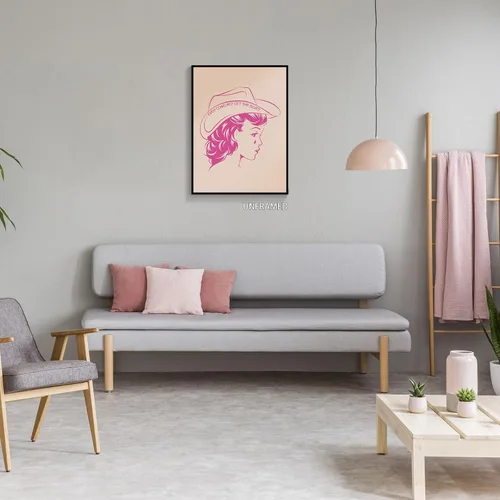 Miniatura 5 de abrtolpffo Impresión artística de pared rosa vintage, póster de vaquera para dormitorio de niñas, lienzo sin marco de 12 x 16 pulgadas Pinkgirl