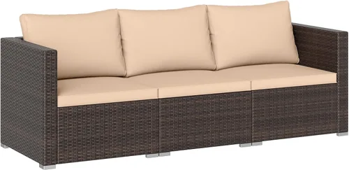 Miniatura 15 de Tangkula Sofá biplaza de mimbre de 2 piezas, muebles de patio con cojines extraíbles, sofá biplaza de ratán para balcón, terraza, jardín y piscina