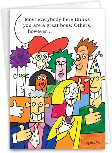 NobleWorks Tarjeta de felicitación del día del jefe histérico con sobre de 5 x 7 pulgadas (1 tarjeta) Co-Worker Greatest Boss C10180BOG
