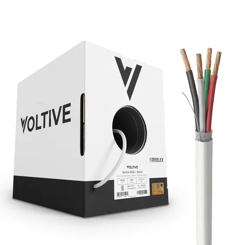 Miniatura 41 de Voltive Cable de altavoz 10/2, CL3 en pared y entierro directo, negro, 100 pies - 10 AWG, 2 conductores, cobre trenzado sin oxígeno, listado UL