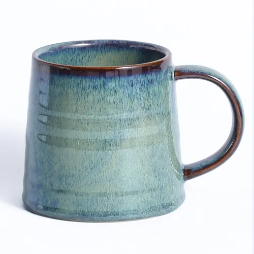 Miniatura 12 de Taza de café grande de cerámica, tazas de cerámica hechas a mano, tazas de té con mango grande para oficina y hogar, 15.5 onzas, aptas para Azul