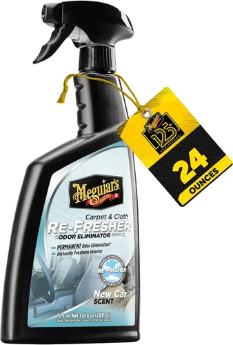 Meguiar's - Aromatizante para alfombras y tapicería en aerosol, elimina los olores, aroma a carro nuevo, atomizador con 24 onzas