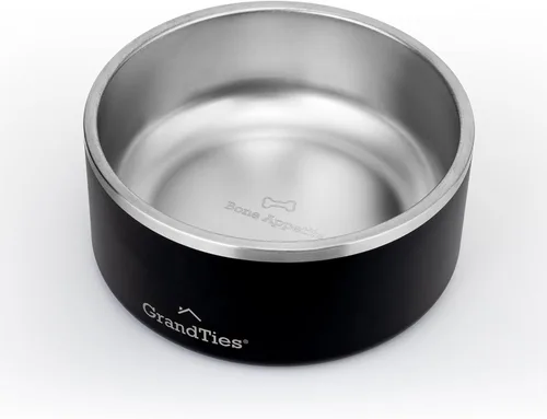 Miniatura 19 de GrandTies Cuenco de acero inoxidable para perros Comedero para mascotas reutilizable con aislamiento sin BPA Plato grande y resistente Azul