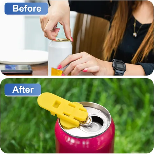 Miniatura 5 de uxcell Abrelatas manual fácil, 3 piezas, cubiertas de plástico para latas de bebidas, protector de tapas, abridor de botellas para refrescos