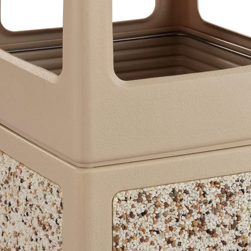 Miniatura 55 de Safco Products Canmeleon - bote de basura para interiores y exteriores, con tapa abierta, color negro, cinco paneles acanalados, capacidad de 30