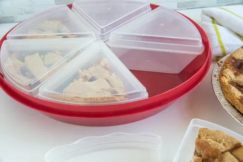Miniatura 3 de Fox Run Porta pasteles y protector con tapa, ahorra pasteles de hasta 10 pulgadas, incluye 6 recipientes para rebanadas de pastel