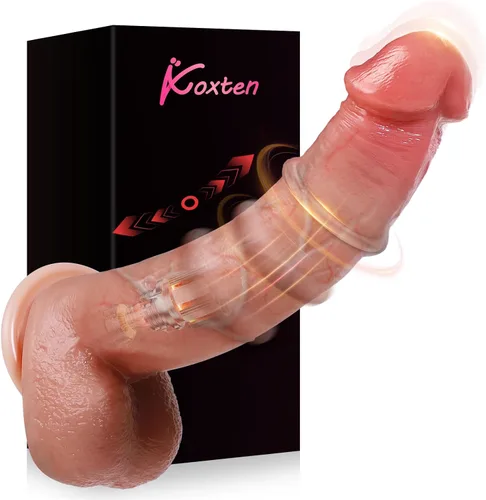 Miniatura 4 de Koxten Consolador de empuje para adultos, vibrador – Control de aplicación de pene de 8 pulgadas, 9 vibraciones + 9 empujes + consolador cálido
