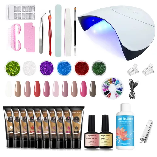 Miniatura 6 de Poly Gel - Juego de 10 colores al azar para crear rápidamente extensiones de uñas UV/LED en seco, gel de mejora de extensión de uñas