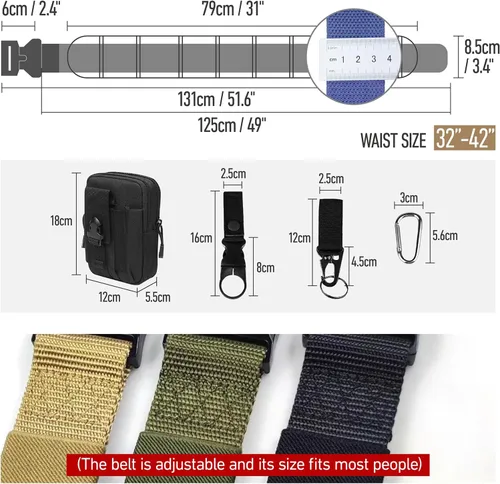 Miniatura 2 de Cinturón de batalla táctico Cinturones tácticos Soporte de cinturón táctico para hebilla de metal Cinturón de liberación rápida con bolsas
