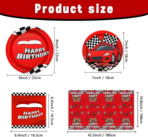 Miniatura 2 de 41 platos y servilletas para fiesta de cumpleaños de automóviles para 20 invitados, mantel para niños y niñas, decoración de fiesta de cumpleaños