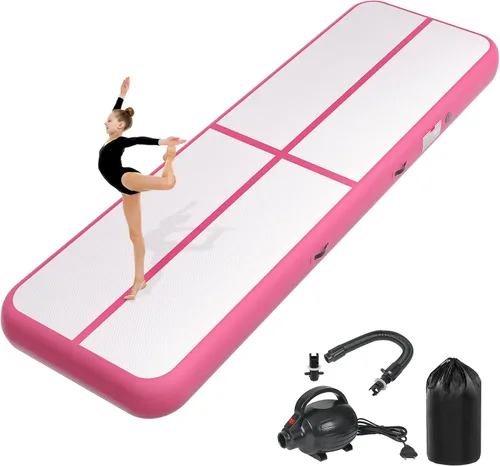 Miniatura 19 de Colchoneta inflable de gimnasia de 6, 10, 13, 16, 20 pies, 4/8 pulgadas de grosor, con bomba de aire eléctrica para uso doméstico, entrenamiento