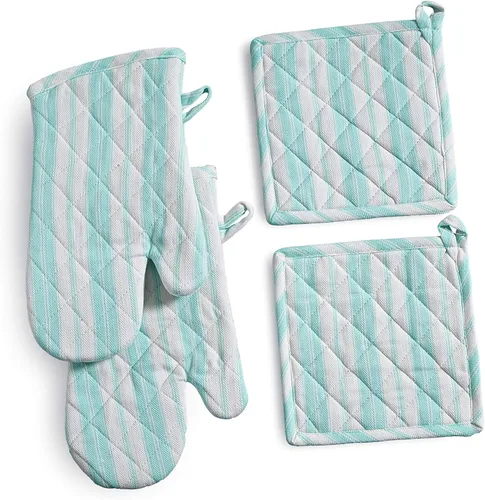 Juego de guantes de horno y agarraderas – Guantes duraderos resistentes al calor – Manoplas gruesas para cocina ��� Adecuado para cocinar, hornear,