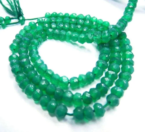 Miniatura 3 de Cuentas sueltas de ónix verde natural de 0.079 pulgadas (0.079 in) de piedra semipreciosa para hacer joyas, pulseras, collares, aretes, cuentas