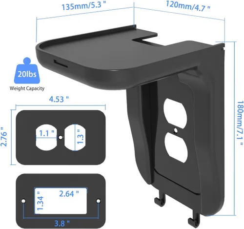 Miniatura 3 de suptek Estante de salida de pared, organizador de pared para el hogar, perfecto para baño, cocina, dormitorios, ideal para teléfono celular, altavoz