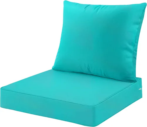 Miniatura 10 de ARTPLAN Juego de 2 cojines de asiento profundo con respaldo, cojines de sofá para exteriores para todo tipo de clima, tela de poliéster, espuma