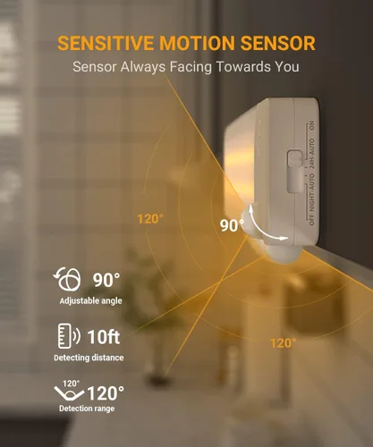 Miniatura 4 de Lyridz Luces recargables para debajo del gabinete con sensor de movimiento ajustable de 90 grados, luces LED inalámbricas de armario de 1500 mAh