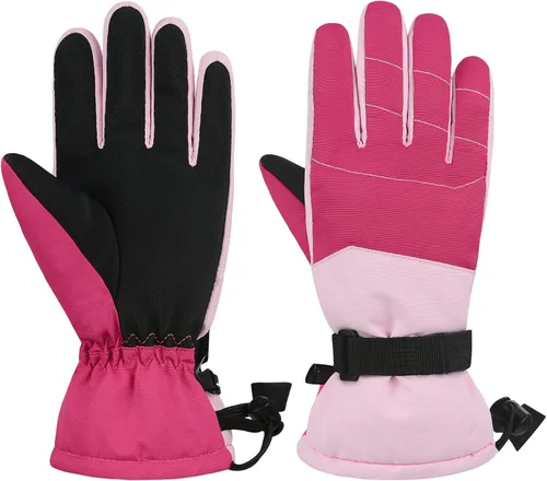 American Trends Guantes de nieve para niños, guantes de invierno impermeables, guantes de esquí para niños y niñas, clima frío, guantes de snowboard