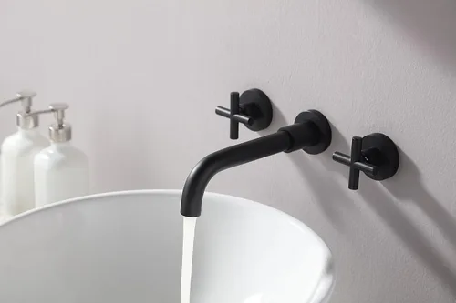 Miniatura 4 de SITGES Grifo de baño negro mate, grifo de lavabo de baño de doble manija y válvula áspera incluida (negro mate)