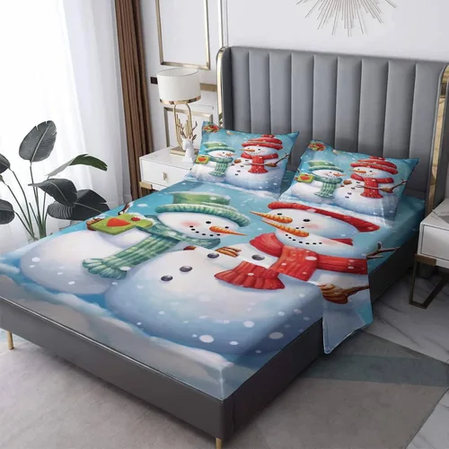 Miniatura 11 de Sábanas de gato tamaño individual – Sábanas y fundas de almohada de Navidad – 100% microfibra, estampado de alta cantidad de hilos, sábana encimera