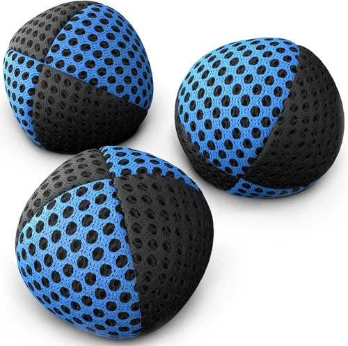 speevers Juego de 3 pelotas de malabarismo para principiantes y profesionales, 14 colores disponibles, 2 capas de red y estuche de transporte, bolas