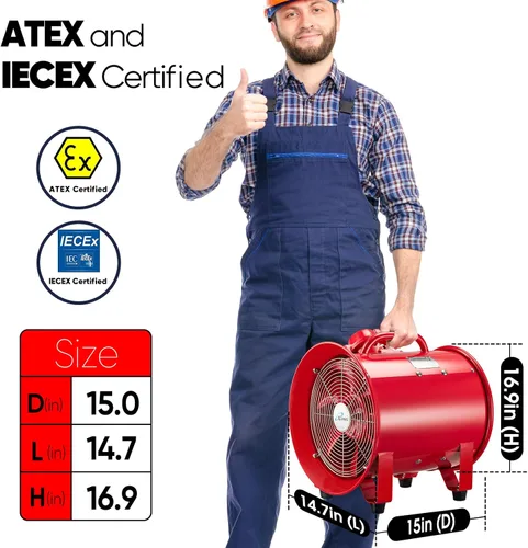Miniatura 6 de iLiving - ILG8EF12EX - Soplador de alta velocidad a prueba de explosiones, extractor de humos, extractor portátil y ventilador ventilador