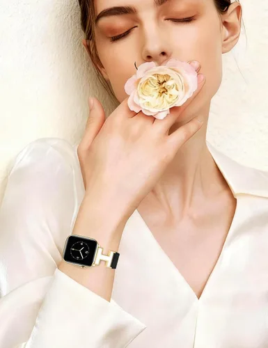 Miniatura 8 de MOINSPIRE - Correa de cuero compatible con correas de Apple Watch para mujeres 38/40/41/42/44/45/46/49 mm, elegante correa de cuero de diseñador