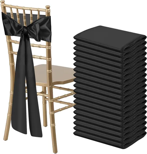 Miniatura 8 de 10 PCS Lazos de Satén Azul Bebé para Sillas Bandas Universales Cintas para Sillas Lazos Traseros para Bodas Fiestas Recepciones Eventos Banquetes