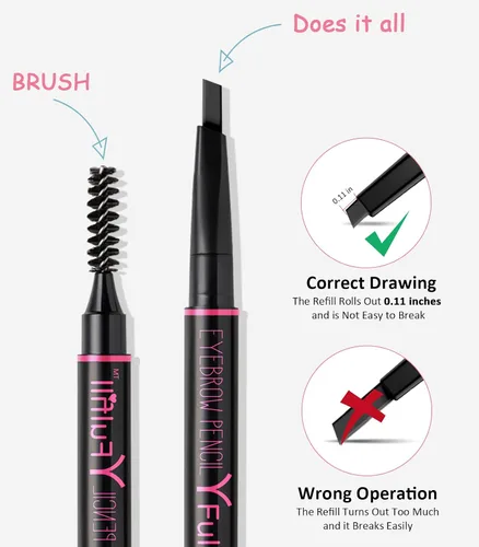 Miniatura 9 de Yfulfill Lápiz de Cejas Negro - Lápices de Cejas Impermeables para Mujeres Waterproof Eye Brow Pencil Black Color for Naturally Black Hair.